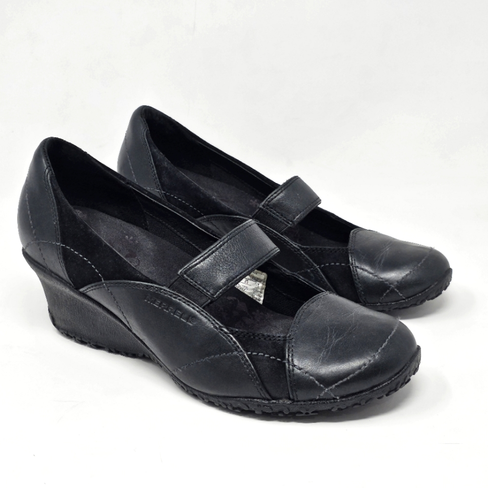 Merrell Orchid Black Leather Mary‎ Janes Womens Size 7 Performance Comfort Shoes